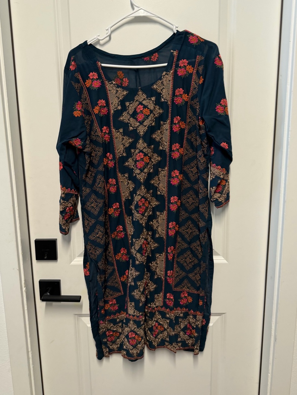 Rich Dark Turquoise Embroidered Pakistani 2 Piece Suit Fall Outfit
